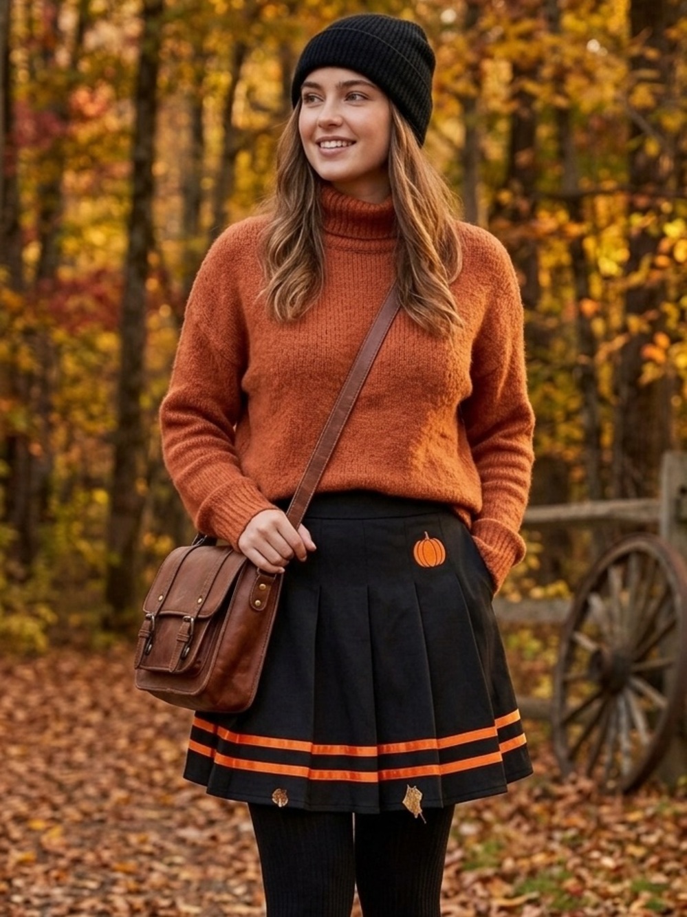 Black Skirt with Orange Pumpkin